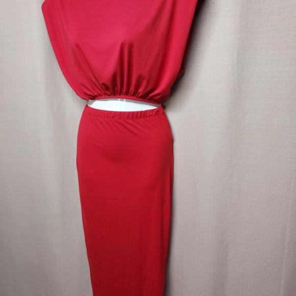 * Sundays Best* Boutique cute size L 2 piece  reddish burgundy skirt outfit - Picture 2 of 3